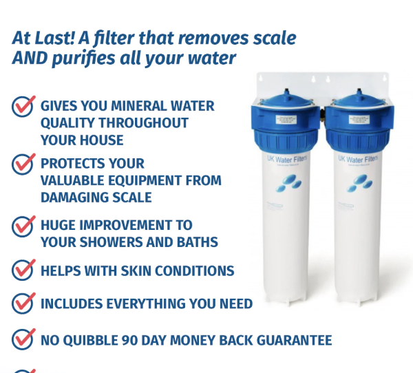 High-Flow Whole House Filter with Salt-Free Scale Reduction – Larger Homes
