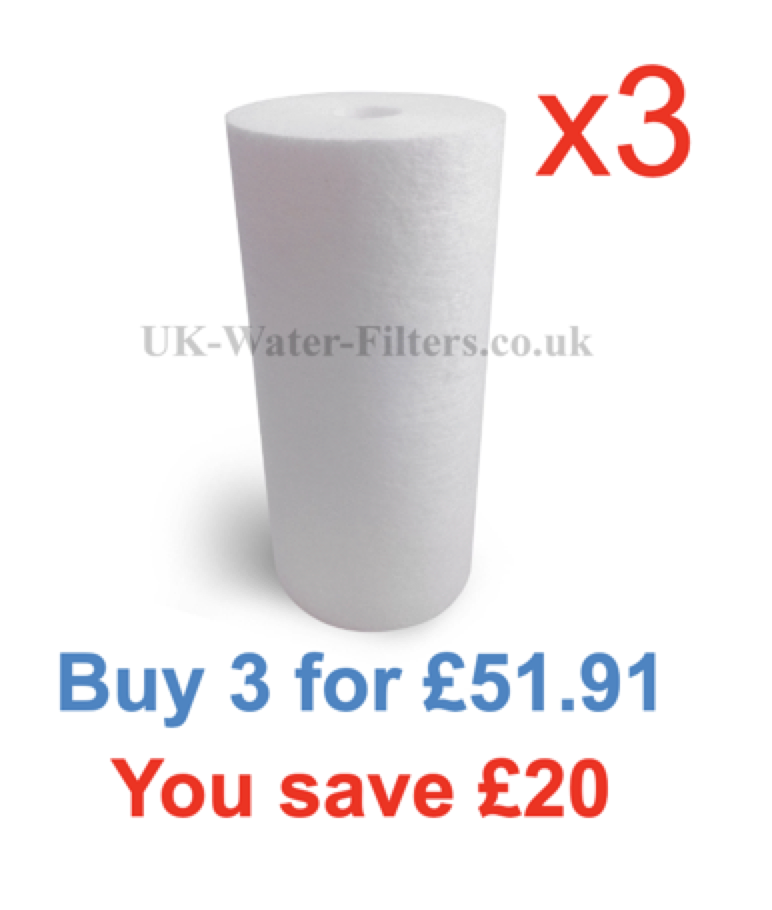 Three 10 Inch Large Diameter 5 Micron Polypropylene Filter Pack-image