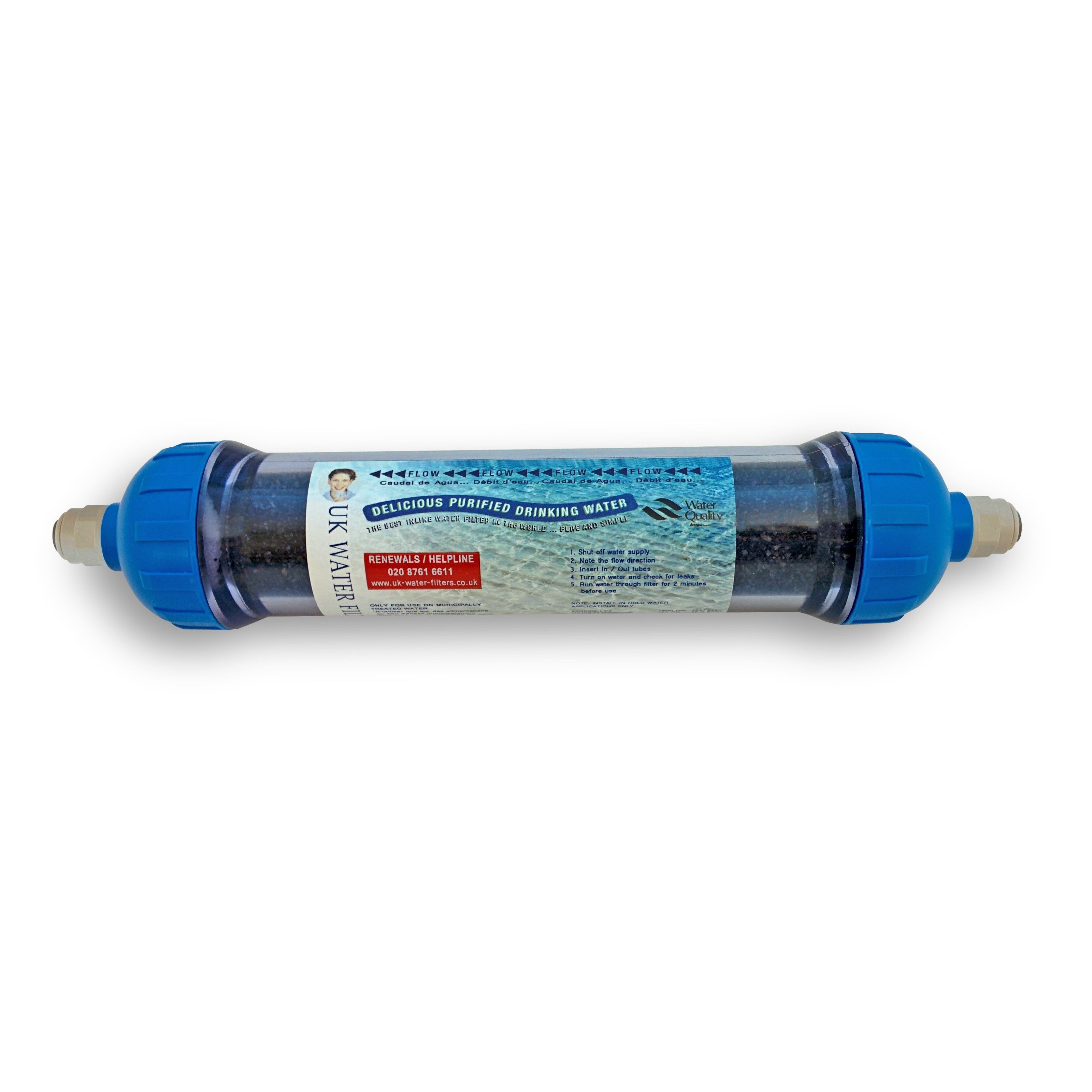 Inline Water Connection Replacement Inline Water Filter with Push Fit Connectors — UK Water Filters
