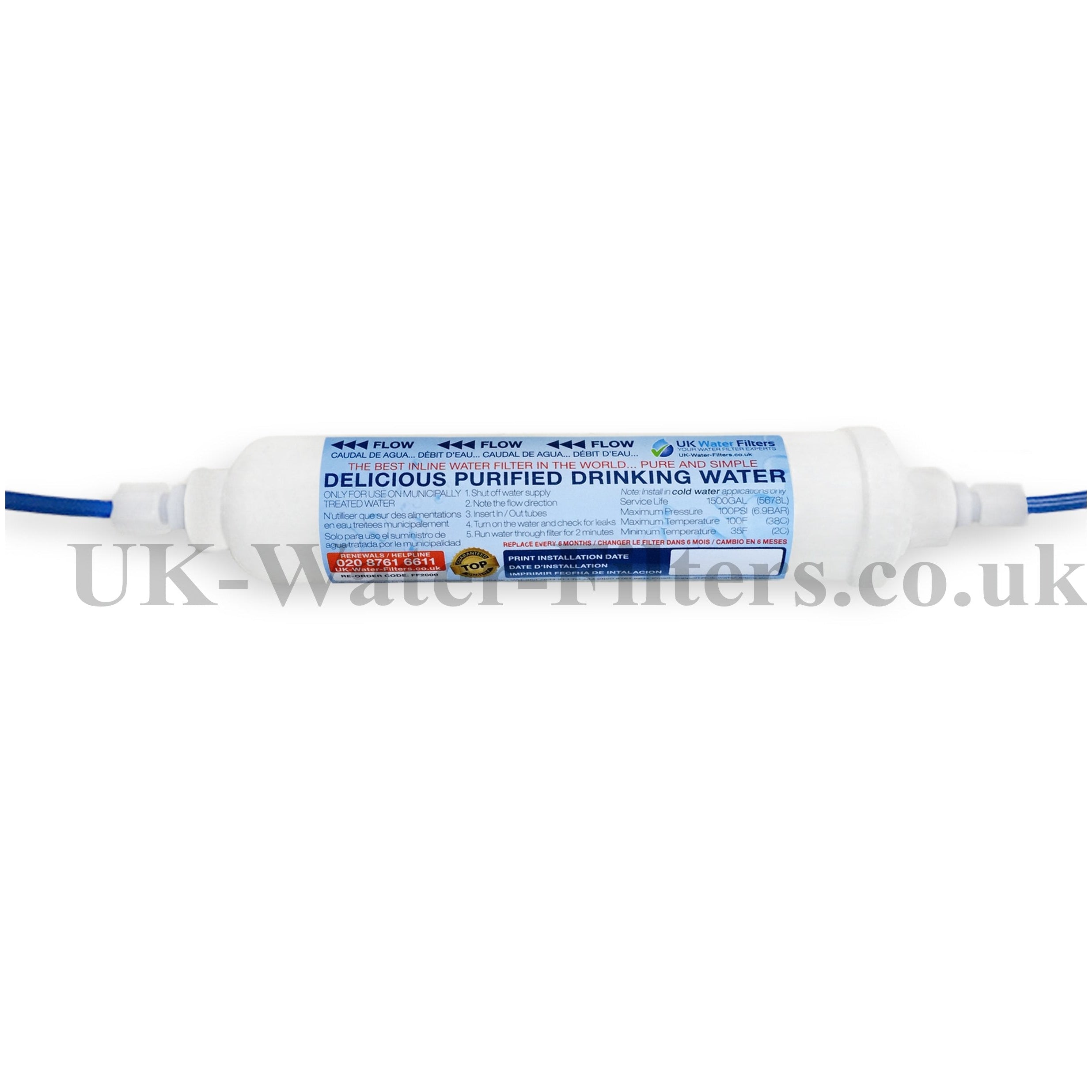 Caravan and Boat Filter Cartridge with 12mm Pipework ADAPTERS-image