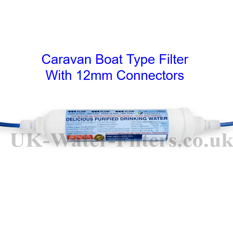 Water Filters 12mm pipe fitting canal boats, caravans, campervans