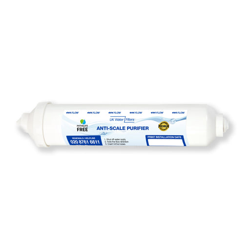 In line anti-scale water filter