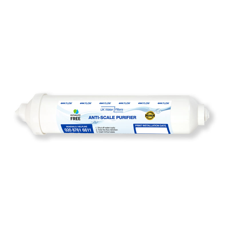 In line anti-scale water filter