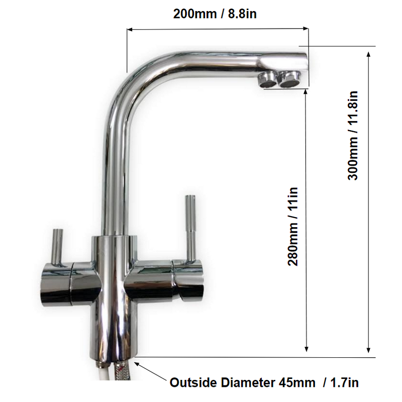 Three Way Tap - Countertop Chrome